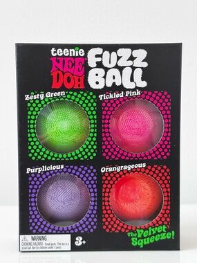 NeeDoh Teenie Fuzz Ball 4-Pack Stress Ball Mini Sensory Toy Fidget Kids Gift